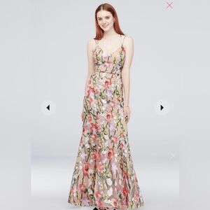 Mermaid gown with embroidered floral mesh overlay